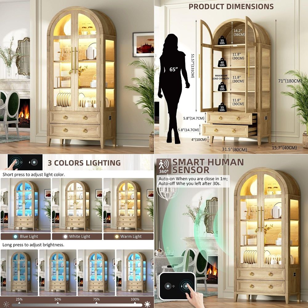 Lighting & Home Decor Studio - خزانة عرض مقوسة بـ 71 بابًا