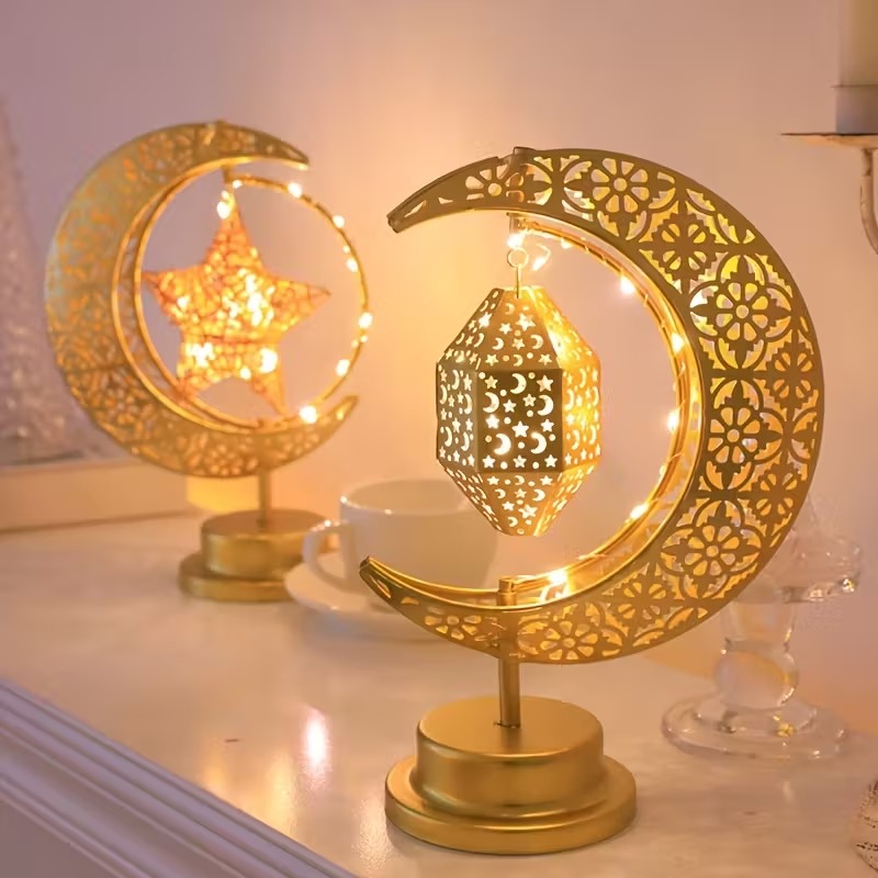 Led Moon Lamp - رمضان LED ضوء الليل الدورية الحديد