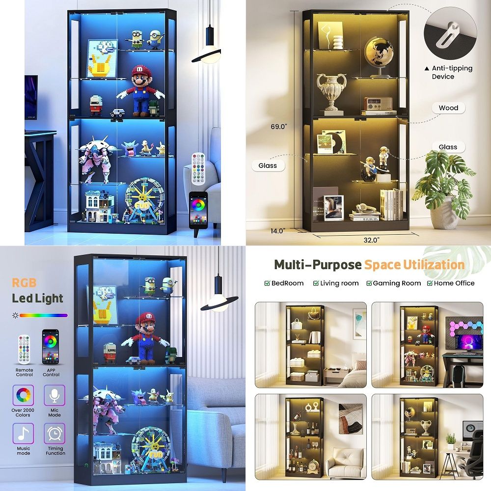 Lighting & Home Decor Studio - خزانة عرض زجاجية بأبواب زجاجية 69