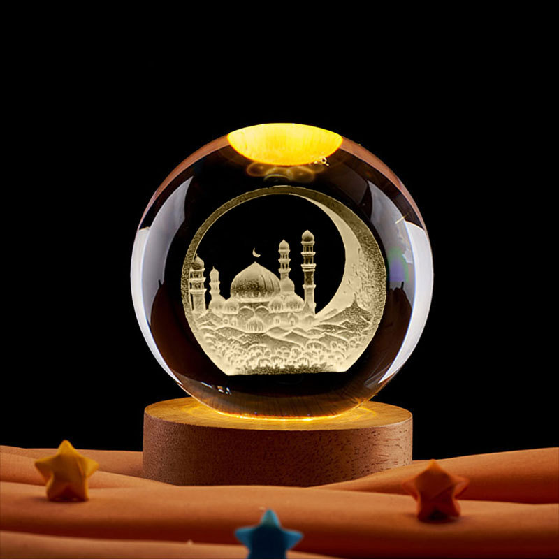 رمضان الديكور 3D كريستال الكرة - مراجعة Led Moon Lamp وسعره