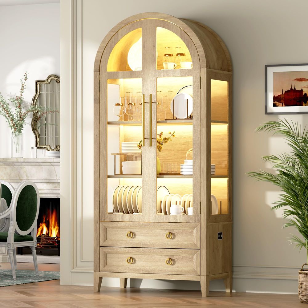 خزانة عرض مقوسة بـ 71 بابًا زج - مراجعة Lighting & Home Decor Studio وسعره