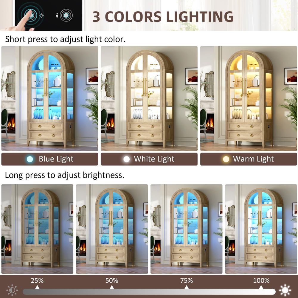 خزانة عرض مقوسة بـ 71 بابًا زج - مراجعة Lighting & Home Decor Studio وسعره