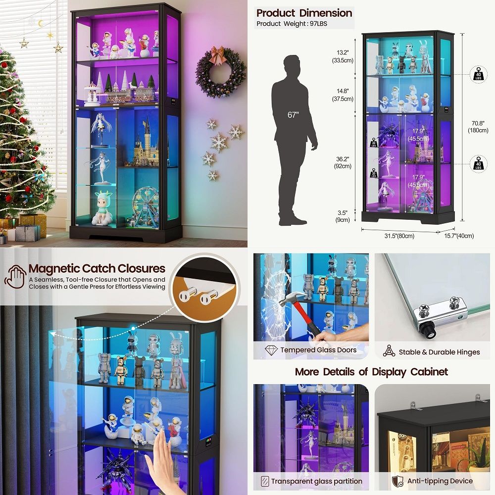خزانة عرض زاوية مضاءة خشبية من - مراجعة Lighting & Home Decor Studio وسعره
