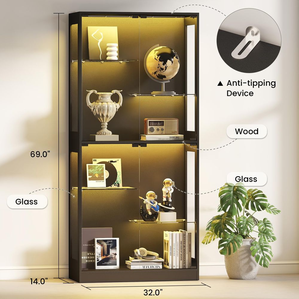 خزانة عرض زجاجية بأبواب زجاجية - مراجعة Lighting & Home Decor Studio وسعره