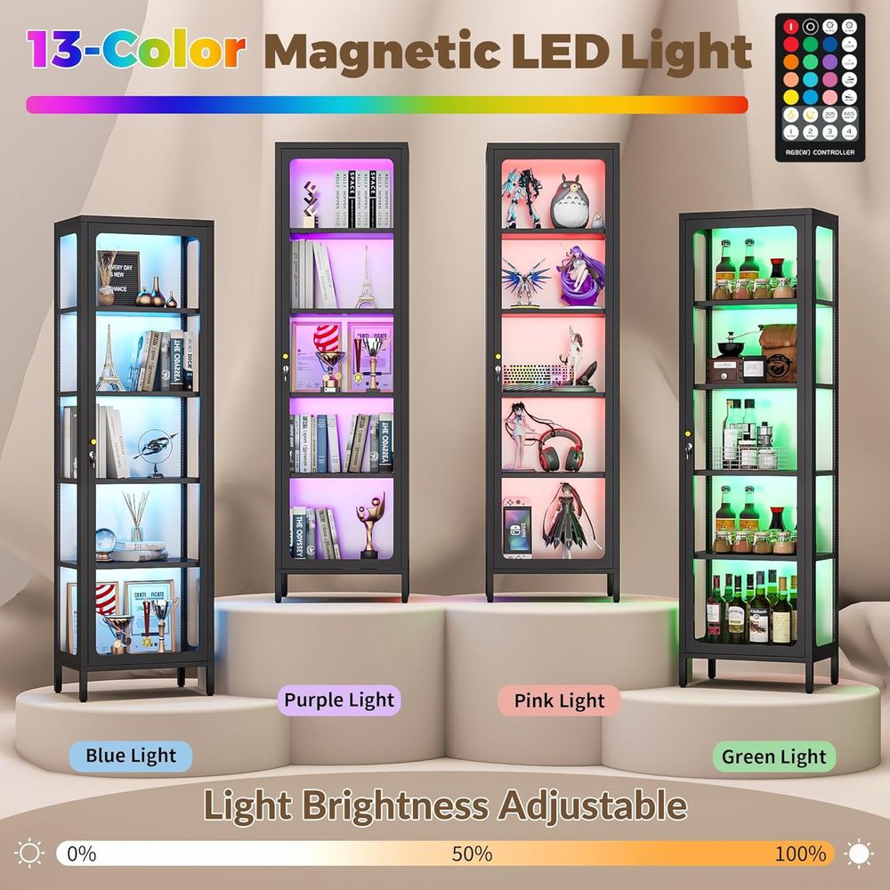 خزانة عرض زجاجية 69 بوصة مع قف - مراجعة Lighting & Home Decor Studio وسعره